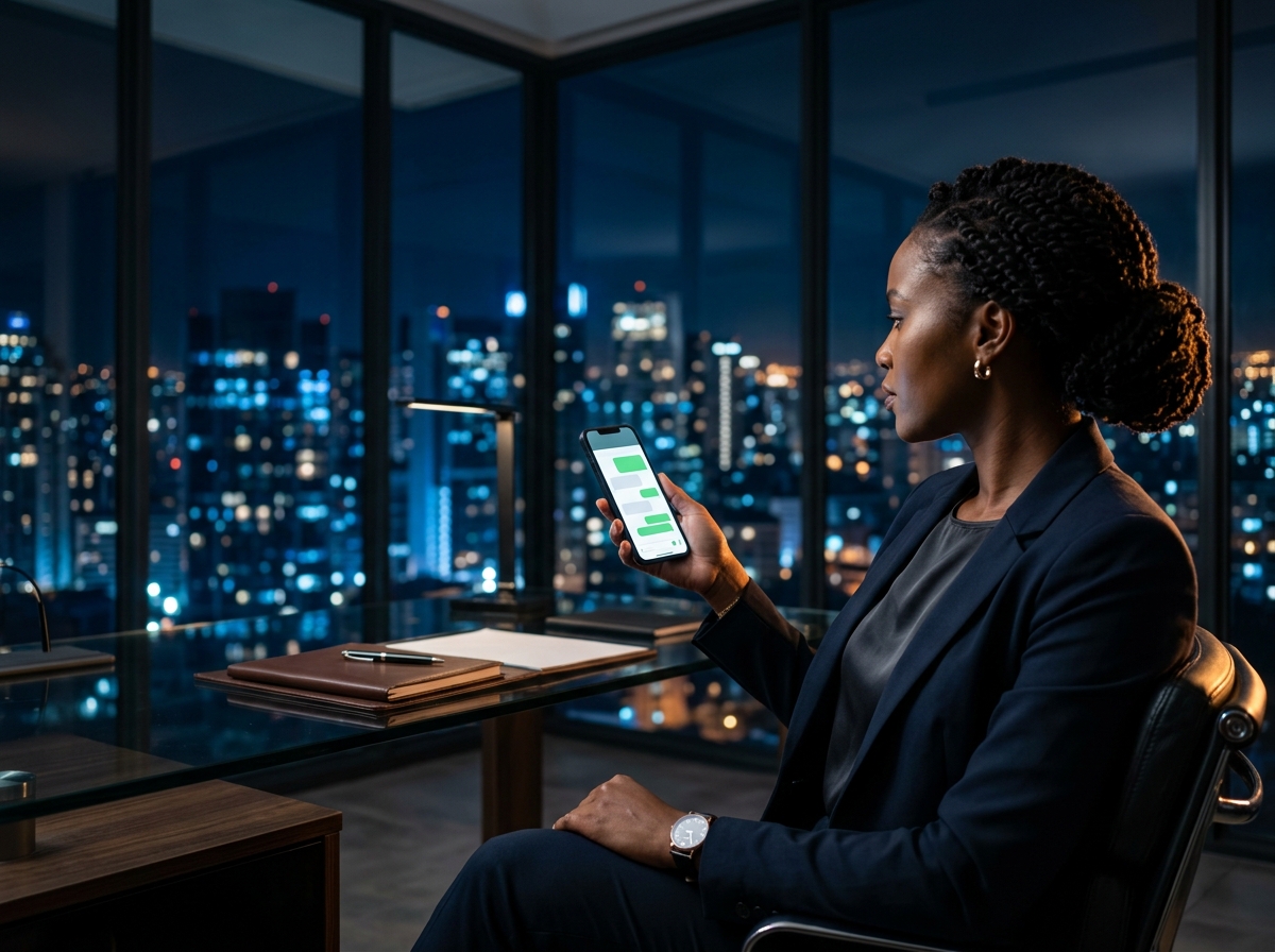 Business owner engaging customers through an AI chat assistant on WhatsApp